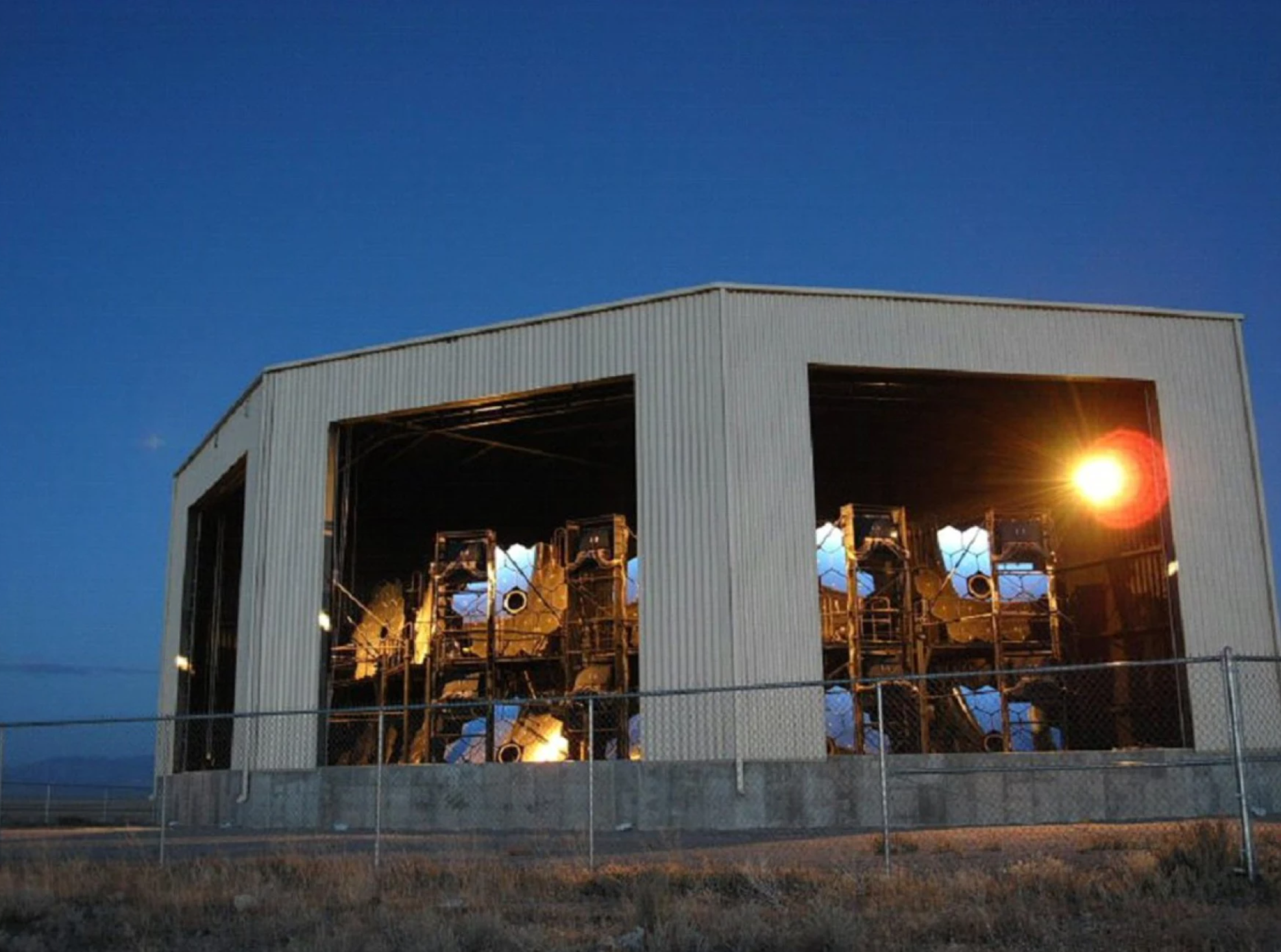 Several telescopes inside of the Telescope Array Site building.